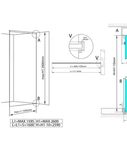 Sprchové zástěny Polysan ARCHITEX LINE sada pro uchycení skla, podlaha-stěna-strop, max. š. 1600 mm, leštěný hliník AL2816