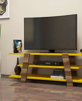 Televizní stolky Televizní stolek FLOWER ořech žlutá