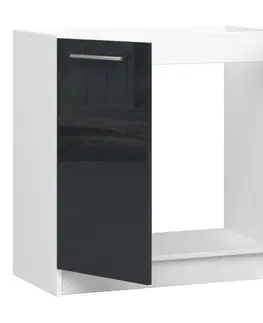 Kuchyňské dolní skříňky Ak furniture Kuchyňská skříňka pod dřez Olivie S 80 cm matná bílá/černá lesk