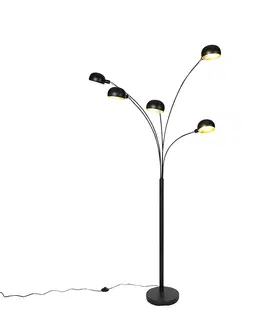 Stojaci lampy Designová stojací lampa, černá, 5 světel, šedesátá léta