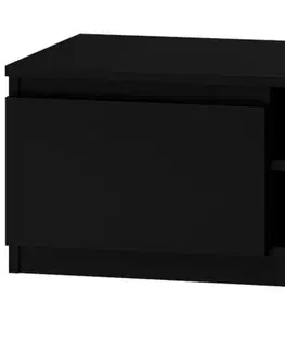 TV stolky TP Living Televizní stolek DELUKO s dřevěnou policí 140 cm černý mat