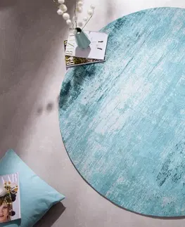 Koberce LuxD Designový kulatý koberec Rowan 150 cm tyrkysově-béžový