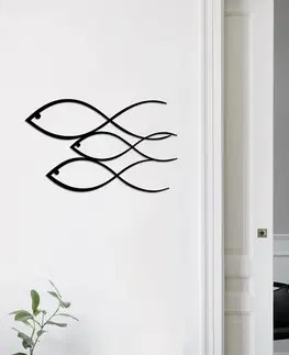 Bytové doplňky a dekorace Hanah Home Nástěnná kovová dekorace Ryby 50x30 cm černá