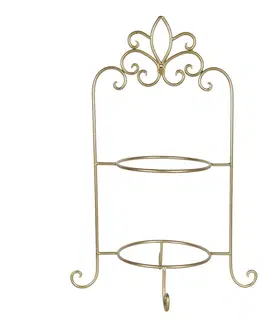 Podnosy a tácy Zlatý kovový ozdobný stojan na talíře dvoupatrový - 38*30*57 cm Clayre & Eef W40091GO