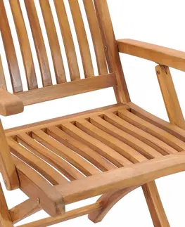 Zahradní židle Zahradní židle 2 ks teak / látka Dekorhome Béžová