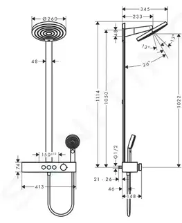 Sprchy a sprchové panely HANSGROHE Pulsify S Sprchový set s termostatem, průměr 26 cm, 3 proudy, kartáčovaný bronz 24240140