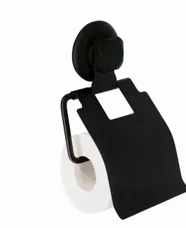WC štětky Držák na toaletní papír Compactor Bestlock Black, systém s přísavkou - bez vrtání