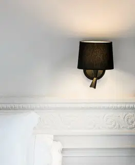 Nástěnná svítidla s látkovým stínítkem FARO CONGA nástěnná lampa, černá, se čtecí lampičkou