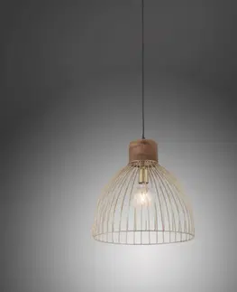 Industriální závěsná svítidla LEUCHTEN DIREKT is JUST LIGHT Závěsné svítidlo, mosaz, pr. 40cm, mangovníkové dřevo, industriální design, 11489-60
