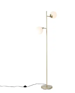 Stojaci lampy Chytrá stojací lampa zlatá s matným sklem včetně 2 WiFi P45 - Pallon