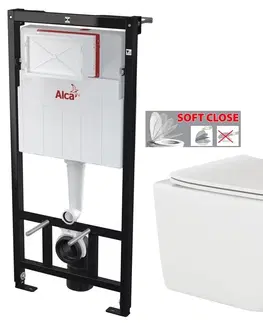 WC sedátka ALCADRAIN Sádromodul předstěnový instalační systém bez tlačítka + WC INVENA PAROS  + SEDÁTKO AM101/1120 X RO1