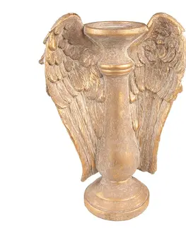 Svícny Zlatý antik svícen s andělskými křídly Wings - 24*12*33 cm Clayre & Eef 6TE0437