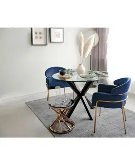 Jídelní křesla Židle s područkami Modrá/barva Růžového Zlata
