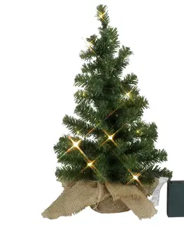 Umělý vánoční stromek STAR TRADING led jedle strom v jutovém saku