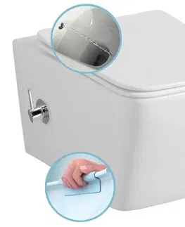 Záchody SAPHO PORTO CLEANWASH závěsná WC mísa Rimless, integrovaná baterie a bidet. sprška, 36x5cm, bílá PZ102RX