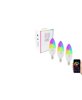 Žárovky  NEO SMART LED E14 6W RGB+CCT+CCT barevná a bílá, stmívatelná, WiFi, 3ks 07716C