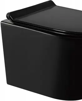 Záchody MEXEN/S Rico Závěsná WC mísa Rimless včetně sedátka s slow-slim, Duroplast, černá mat 30720185