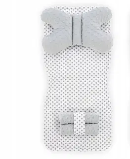 Dětské deky Podložka do kočárku bílá/šedá s puntíky