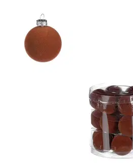 Vánoční dekorace Vánoční plastové koule, sametové, hnědá barva. Cena za 1box/18ks.