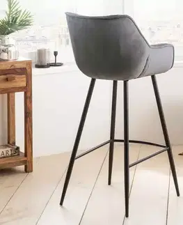 Barové židle LuxD Designová barová židle Kiara šedý samet
