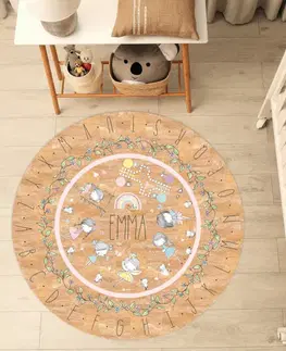 Korkové koberce Kulatý koberec pro děti s abecedou a víly