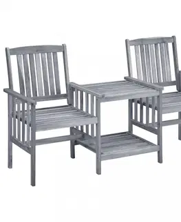 Zahradní židle Zahradní židle se stolkem akácie / látka Dekorhome Tmavě modrá