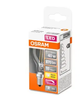 Stmívatelné LED žárovky OSRAM LED žárovka kapka E14 4,8W filament 2 700K dimm