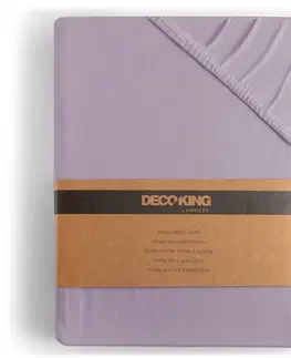 Prostěradla Bavlněné jersey prostěradlo s gumou DecoKing Amber fialové, velikost 180-200x200+30