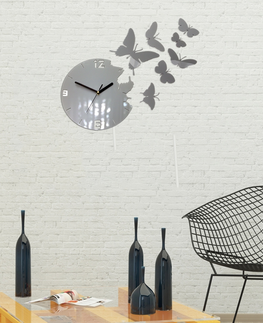 Nalepovací hodiny ModernClock 3D nalepovací hodiny Butterfly šedé