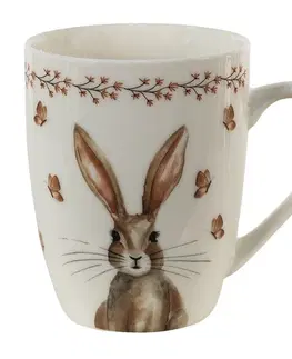 Hrnky a šálky Porcelánový hrnek Rustic Easter Bunny - 12*8*10 cm / 350 ml Clayre & Eef REBMU