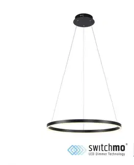 LED lustry a závěsná svítidla LEUCHTEN DIREKT is JUST LIGHT LED závěsné svítidlo antracit, kruhové, pr.60cm, stmívatelné, Switchmo, teplá bílá krokově stmívatelné 3000K