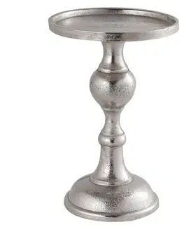 Svíčky, svícny a lucerny Estila Designový antický svícen Farrah ve stříbrné barvě z kovu 18cm