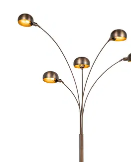 Stojaci lampy Designová stojací lampa tmavě bronzová se zlatými 5 světly - Sixties Marmo