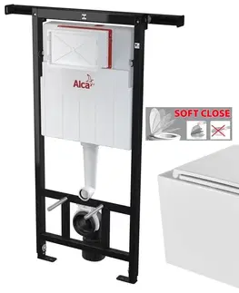 Záchody ALCADRAIN Jádromodul předstěnový instalační systém bez tlačítka + WC INVENA FLORINA WITH SOFT, včetně soft/close sedátka AM102/1120 X FL1