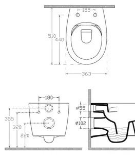 Záchody ISVEA SENTIMENTI závěsná WC mísa, Rimless, 36x51cm, bílá 10AR02010SV