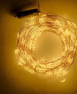 LED řetězy DecoLED LED světelný řetěz - hvězdičky, 12 x 1,5 m, teple bílá, 180 diod