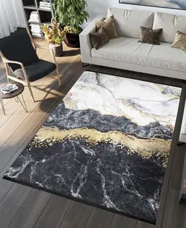 Moderní koberce Černý módní koberec s abstraktním vzorem Šířka: 140 cm | Délka: 200 cm