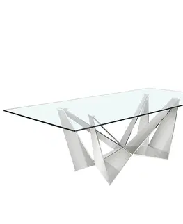Designové a luxusní jídelní stoly Estila Skleněný obdélníkový jídelní stůl Urbano s podnoží z kovu 240cm