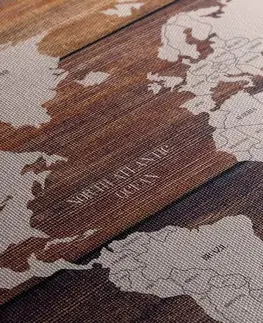 Obrazy mapy Obraz decentní mapa s dřevěným pozadím