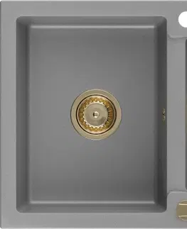 Sifony k pračkám MEXEN/S Andres granitový dřez s odkapávačem 1000 x 500 mm, šedá, zlatý sifon 6515101510-71-G