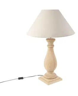 Stolni lampy Venkovská stolní lampa ze dřeva se sametovým tupým odstínem - Lopuch
