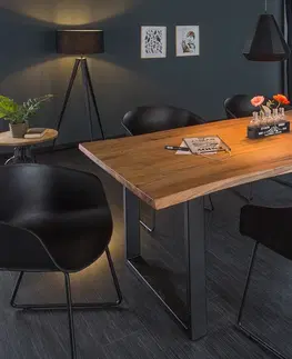 Designové a luxusní jídelní stoly Estila Industriální medově hnědý obdélnikový jídelní stůl Mammut s vrchní deskou z masivního akáciového dřeva 200 cm