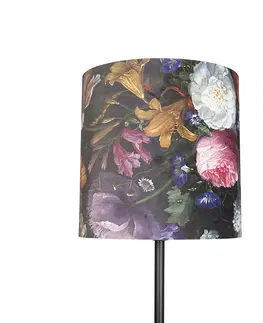 Stojaci lampy Romantická stojací lampa černá s odstínem květu 40 cm - Simplo