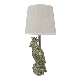 Lampy Stolní lampa s papouškem a béžovým stínidlem Parrot - Ø 18*38 cm E27/max 1*60W Clayre & Eef 6LMC0074