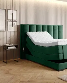 Postele Elektrická polohovací boxspringová postel VERONA Eltap Nube 35 - tmavě zelená