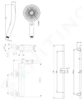 Sprchy a sprchové panely Kielle Harmonia Sprchový set s baterií, tyčí, hadicí a sprchovou hlavicí, chrom 20623SN10
