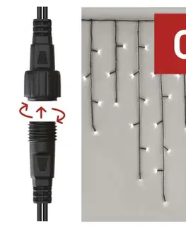 Rampouchy a krápníky EMOS Standard LED spojovací vánoční řetěz – rampouchy, 2,5 m, venkovní, studená bílá D1CC01