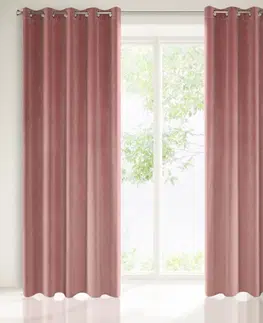 Jednobarevné hotové závěsy Tmavě růžový sametový závěs na okno 140 x 250 cm