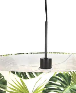 Zavesna svitidla Botanická závěsná lampa černá s odstínem Leaf 50cm - Combi 1