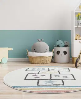 Dětské koberce Krásný dětský krémový okrúhky koberec